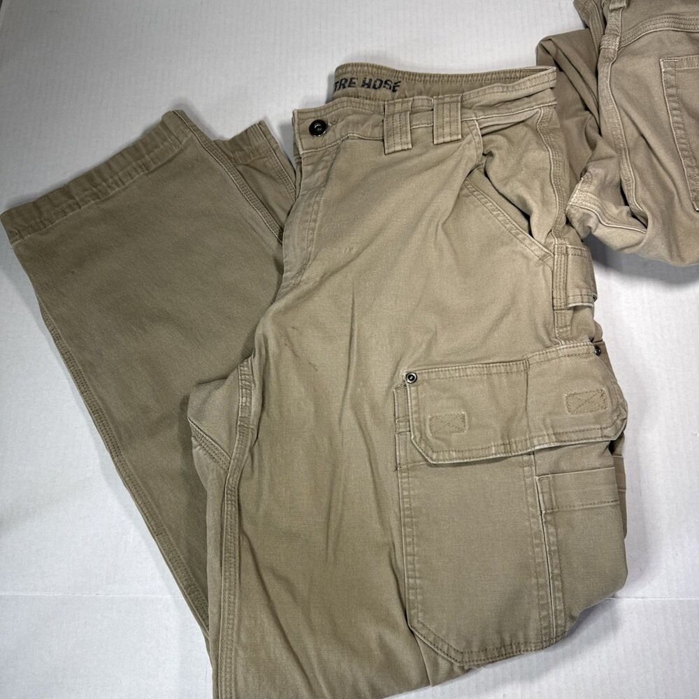 LOT 2- Duluth Trading Flex Fire House Utility Carpenter Cargo Mens 36x32 Beige - Picture 3 of 10